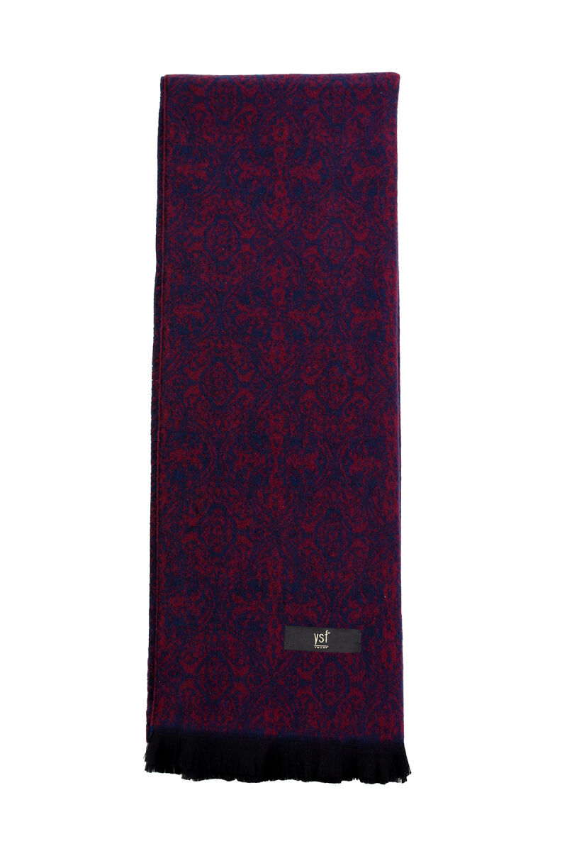 Erkek Lacivert Bordo Desenli Kışlık Kaşkol - 3