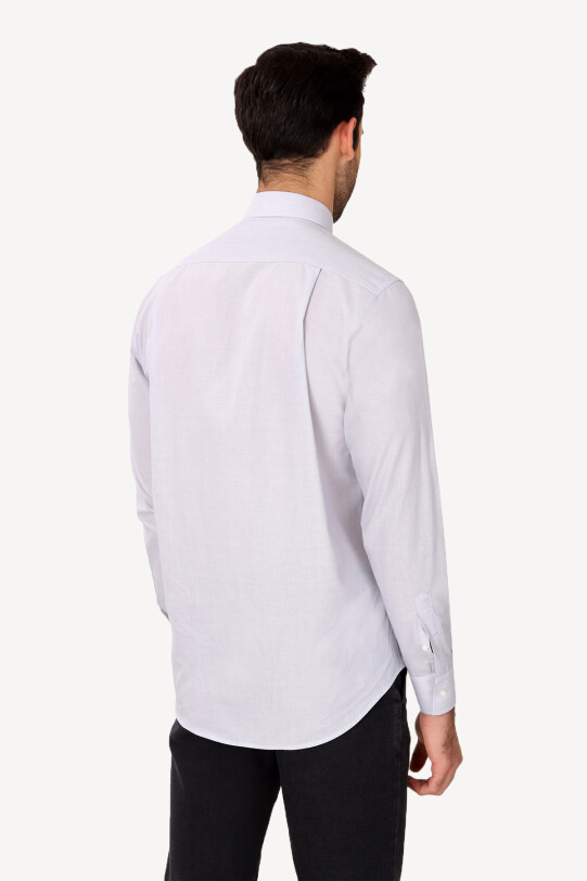 Erkek Açık Gri Uzun Kol Klasik Gömlek