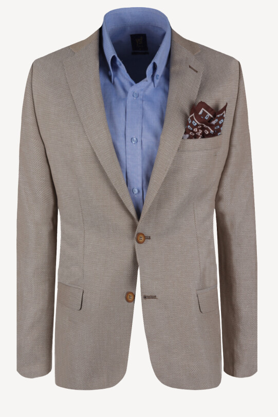 Erkek Açık Kahverengi Desenli Spor Keten Ceket - YSF