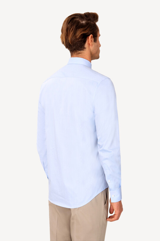 Erkek Açık Mavi Klasik Saten Gömlek