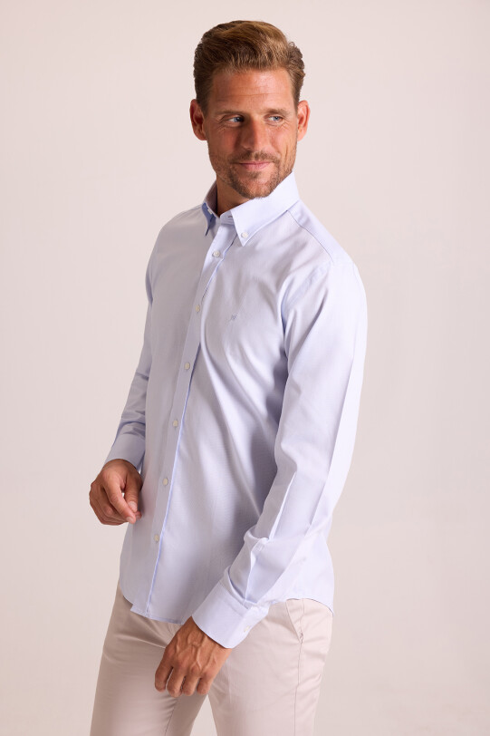 Erkek Açık Mavi Slim Fit Oxford Gömlek