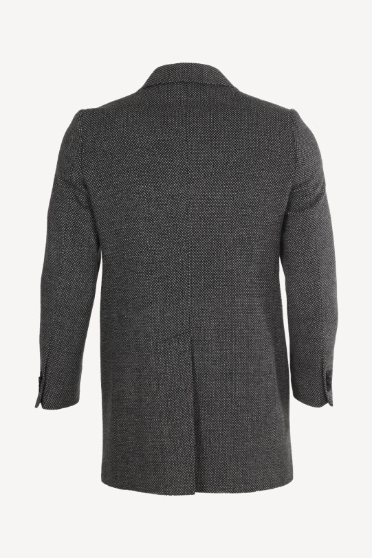 Erkek Antrasit Desenli Mono Yaka Regular Fit Yarım Palto