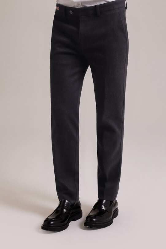 Erkek Antrasit Düz Regular Fit Kanvas Yan Cep Pantolon