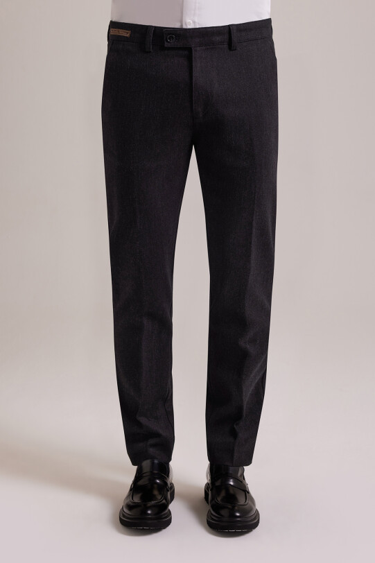 Erkek Antrasit Düz Regular Fit Kanvas Yan Cep Pantolon