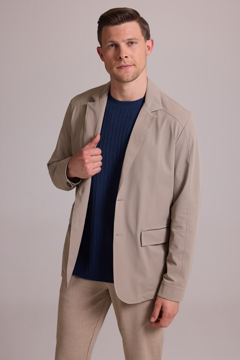 Erkek Bej Regular Fit Yazlık Ceket Mont - 2