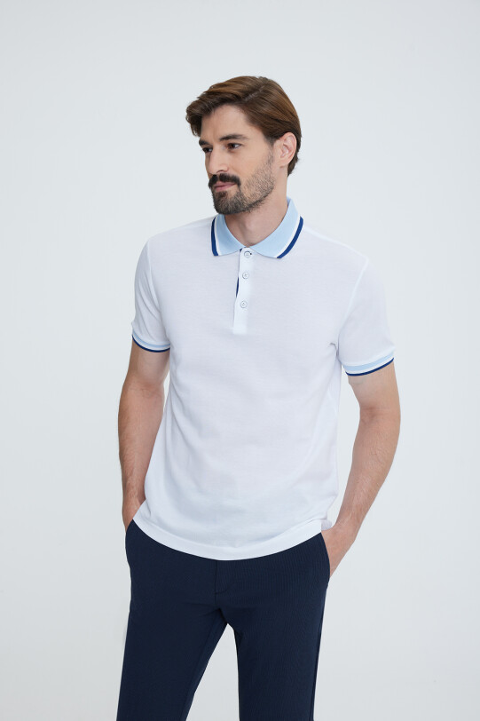 Erkek Beyaz Polo Yaka T-shirt