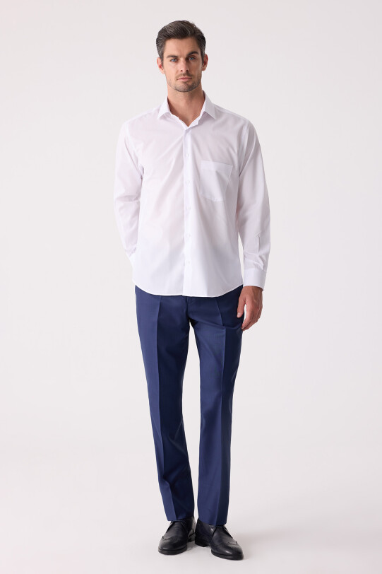 Erkek Beyaz Regular Fit Desenli Gömlek