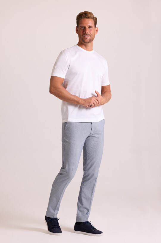 Erkek Beyaz Regular Fit Merserize Pamuk T-Shirt