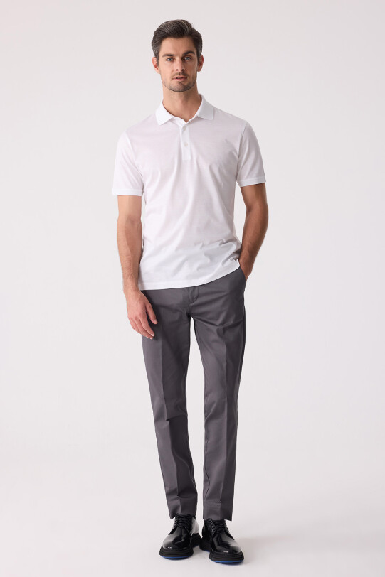 Erkek Beyaz Regular Fit Merserize Polo Yaka Tişört