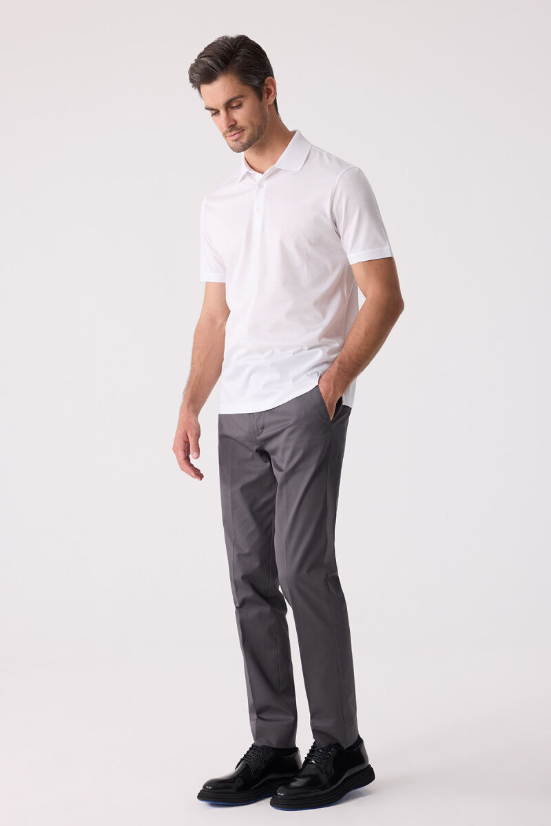 Erkek Beyaz Regular Fit Merserize Polo Yaka Tişört - 3