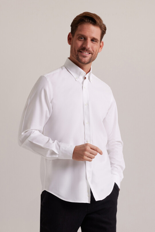 Erkek Beyaz Slim Fit Pamuk Gömlek