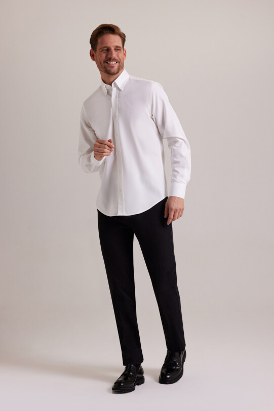 Erkek Beyaz Slim Fit Pamuk Gömlek