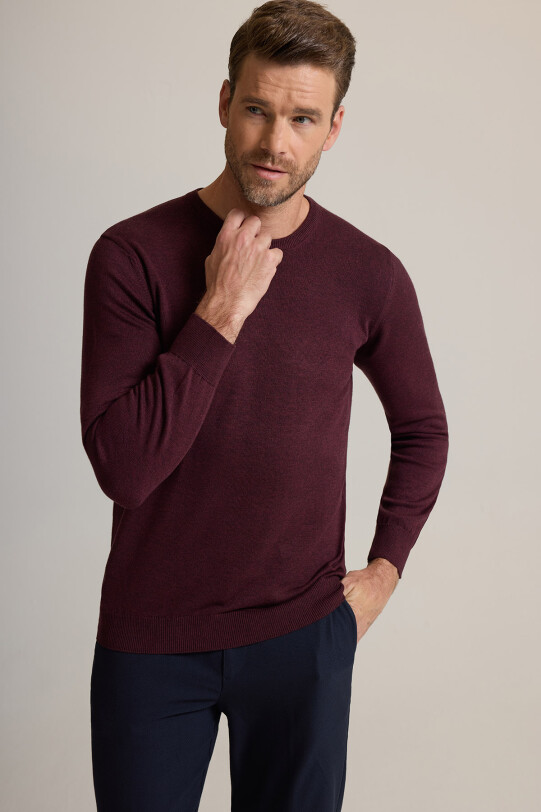 Erkek Bordo Bisiklet Yaka Triko