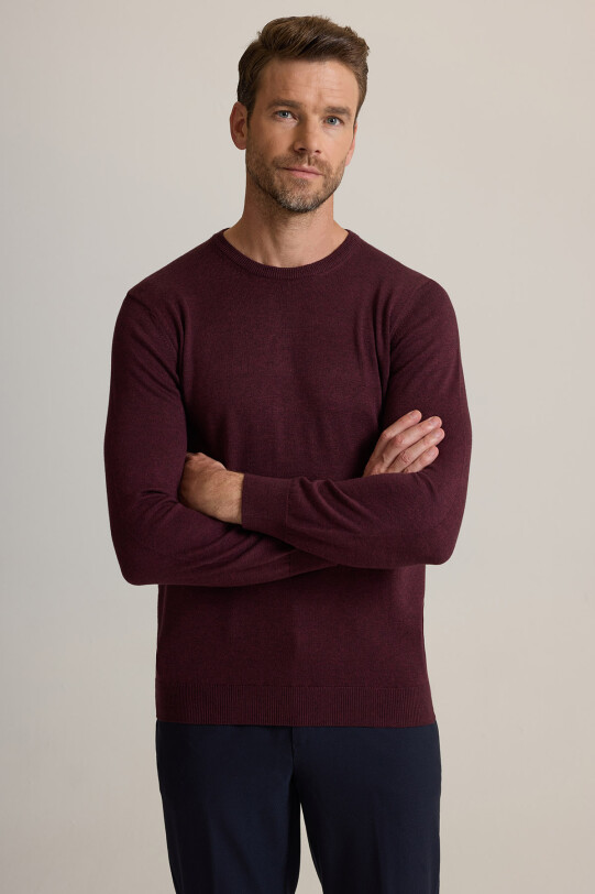 Erkek Bordo Bisiklet Yaka Triko