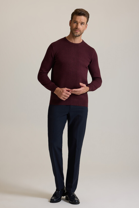 Erkek Bordo Bisiklet Yaka Triko