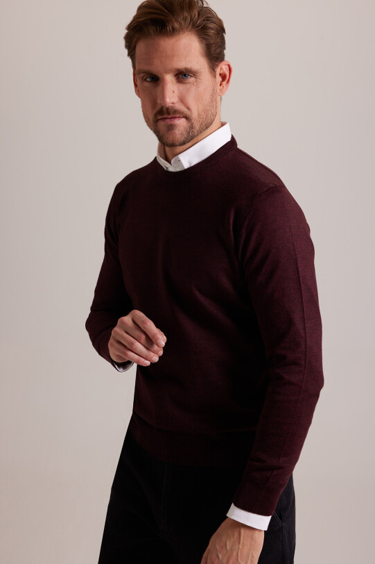 Erkek Bordo Bisiklet Yaka Triko