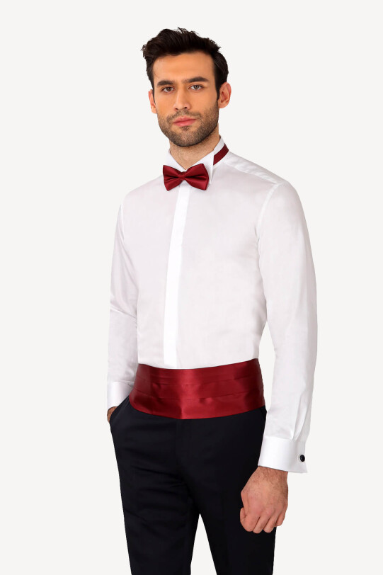 Erkek Bordo Damatlık Kuşak Takım - YSF