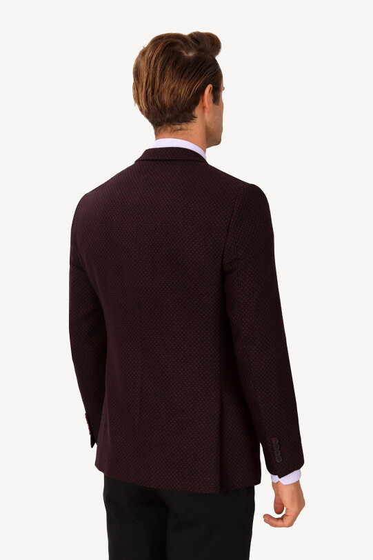 Erkek Bordo Desenli Spor Yünlü Ceket