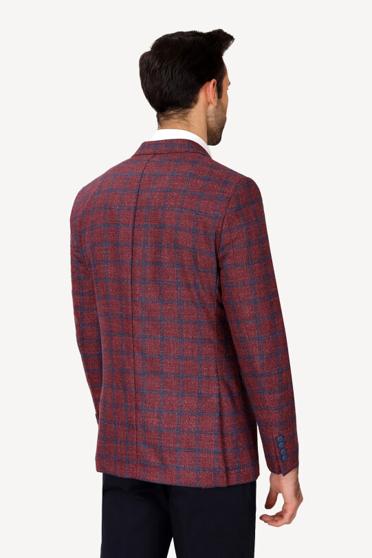 Erkek Bordo Klasik Keten Ceket