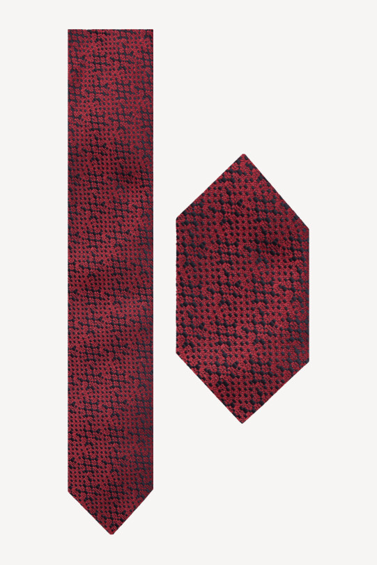 Erkek Bordo Kravat Mendil Set - YSF
