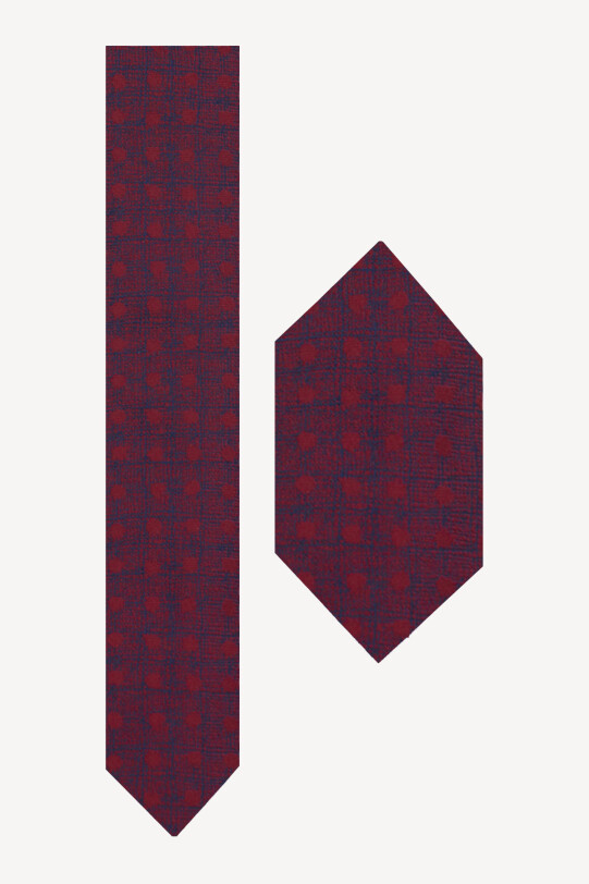 Erkek Bordo Kravat Mendil Set - YSF