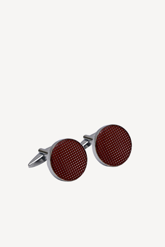 Erkek Bordo Metal Desenli Oval Kol Düğmesi - YSF
