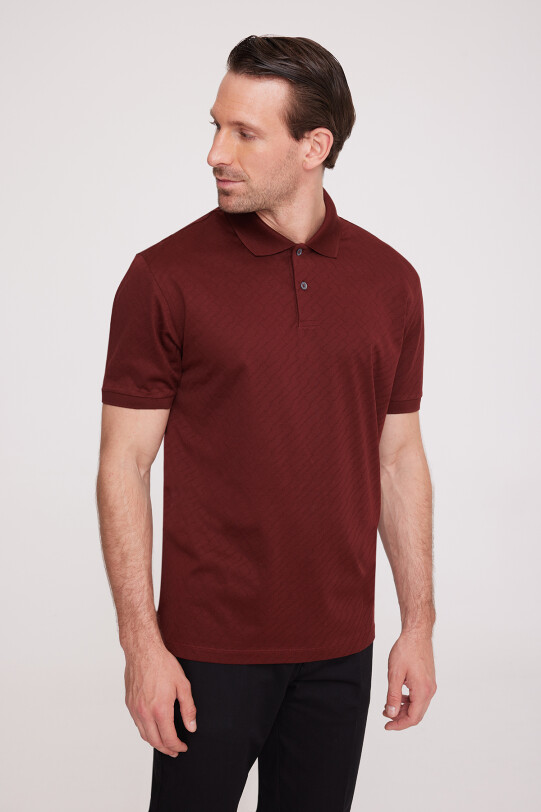 Erkek Bordo Polo Yaka Desenli TShirt