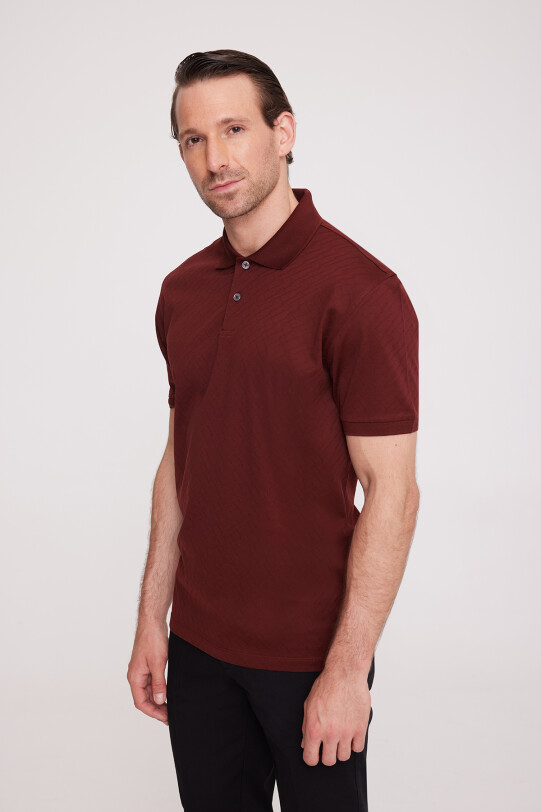 Erkek Bordo Polo Yaka Desenli TShirt