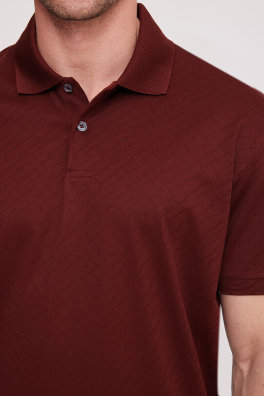 Erkek Bordo Polo Yaka Desenli TShirt