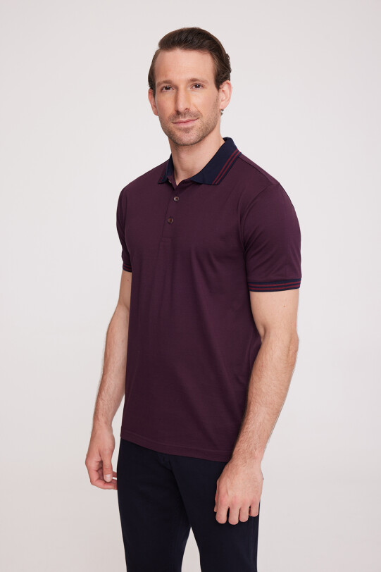 Erkek Bordo Polo Yaka Desenli TShirt