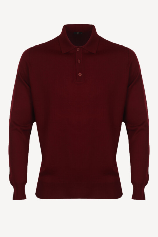 Erkek Bordo Polo Yaka Klasik Triko