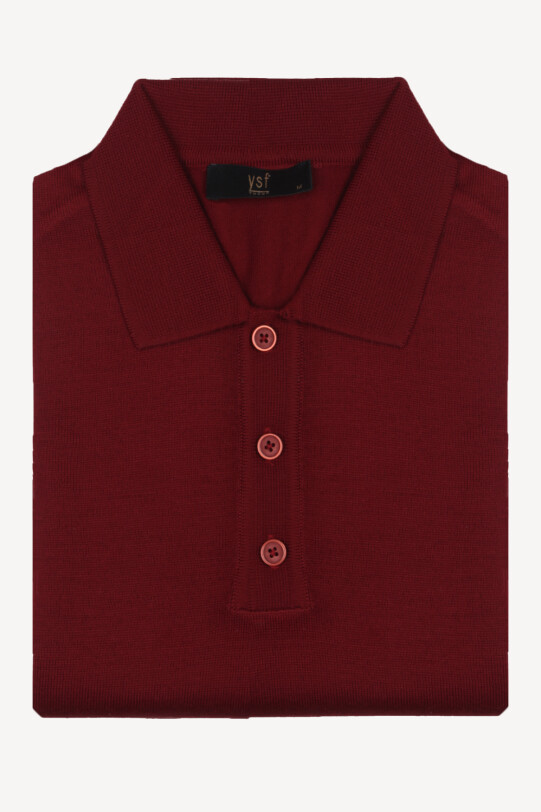 Erkek Bordo Polo Yaka Klasik Triko