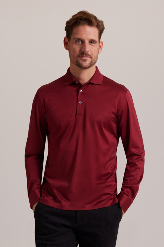 Erkek Bordo Polo Yaka Sweatshirt