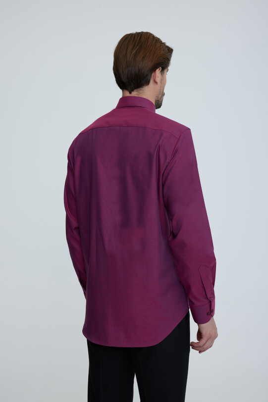 Erkek Bordo Uzun Kollu Regular Fit Gömlek