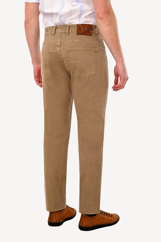 Erkek Camel Slim Fit Kanvas Pantolon