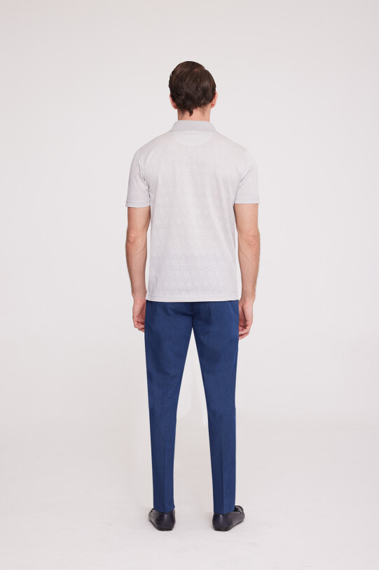 Erkek Ekru Polo Yaka Desenli T-Shirt