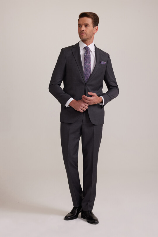 Erkek Füme Regular Fit Takım Elbise