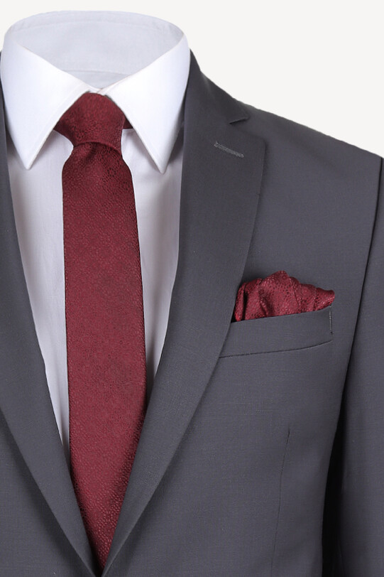 Erkek Füme Slim Fit Takım Elbise