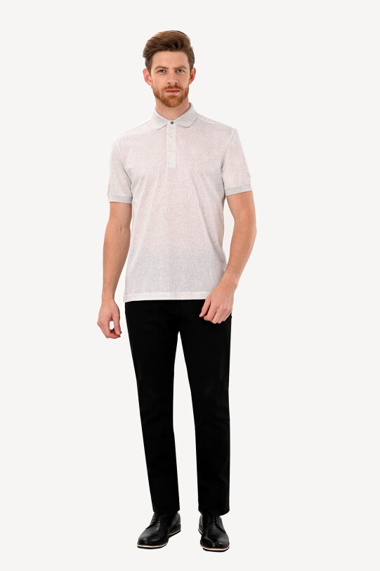 Erkek Gri Cotton Regular Fit Desenli Polo Yaka Tshirt