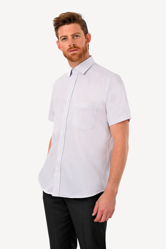 Erkek Gri Desenli Kısa Kol Gömlek