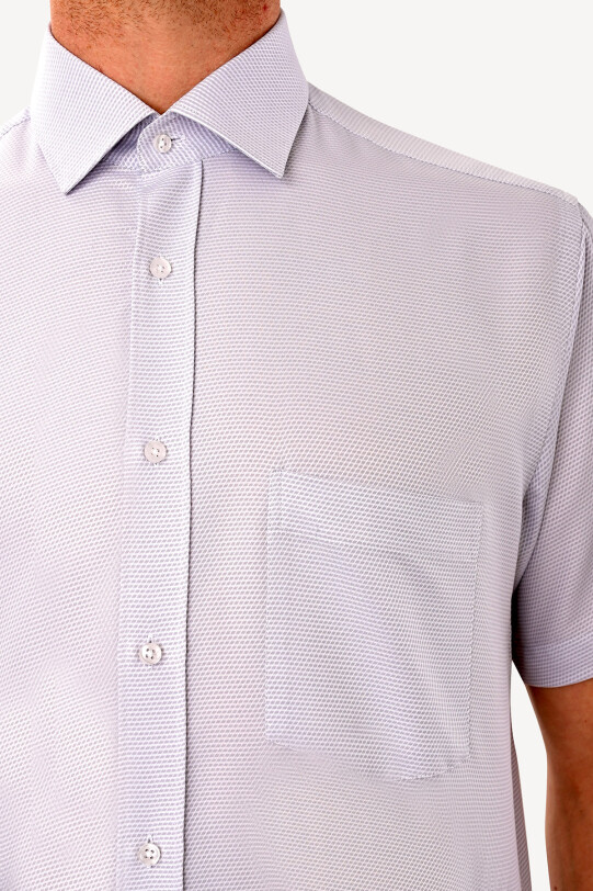 Erkek Gri Desenli Kısa Kol Gömlek