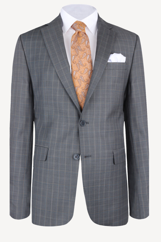 Erkek Gri Ekose Regular Fit Takım Elbise - YSF (1)