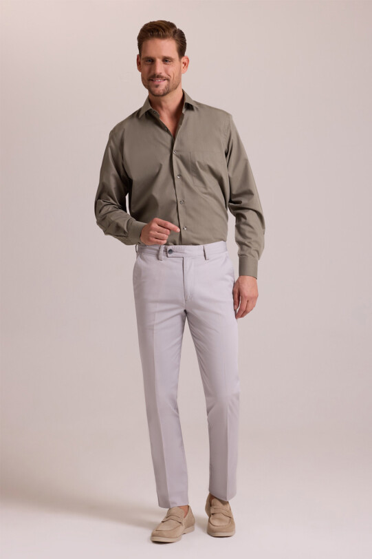 Erkek Gri Kanvas Yan Cep Yazlık Pantolon