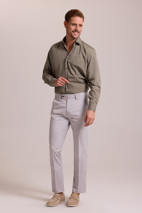 Erkek Gri Kanvas Yan Cep Yazlık Pantolon