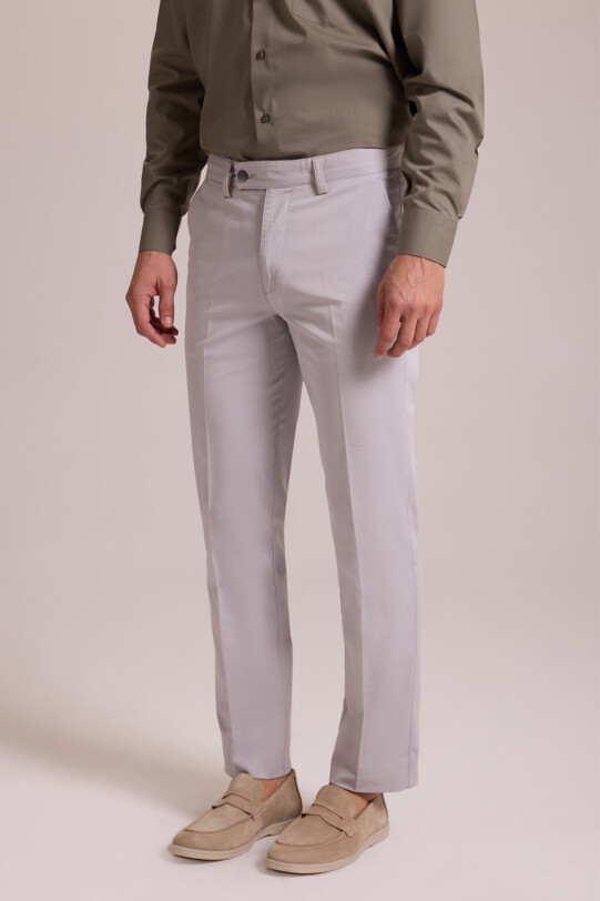 Erkek Gri Kanvas Yan Cep Yazlık Pantolon