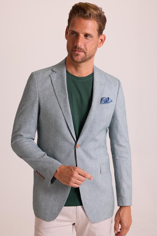 Erkek Çağla Yeşil Keten Spor Ceket