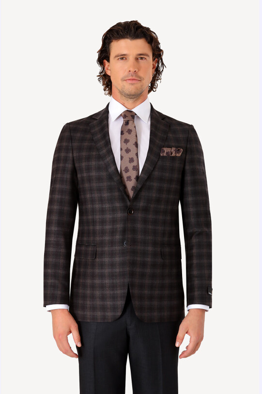 Erkek Gri Kışlık Yünlü Tek Ceket