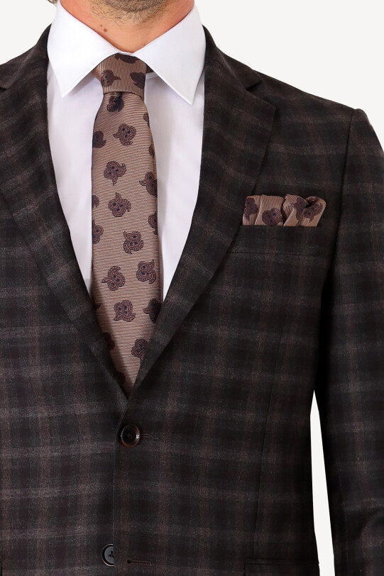 Erkek Gri Kışlık Yünlü Tek Ceket