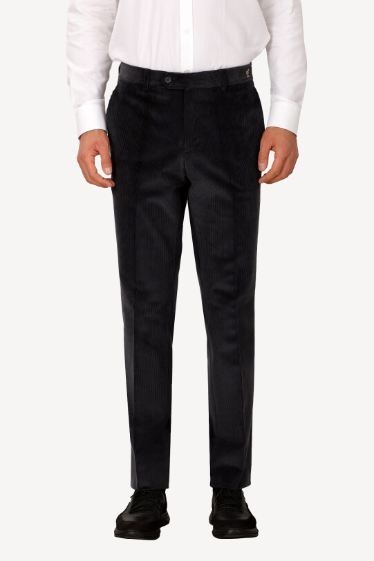 Erkek Gri Klasik Kadife Pantolon