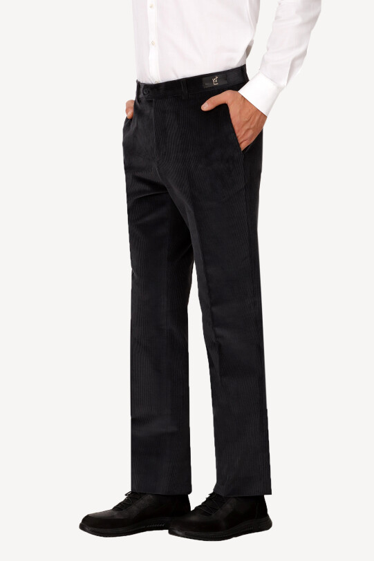 Erkek Gri Klasik Kadife Pantolon